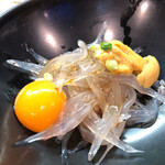 初芳鮨 - 白魚　海胆、　鶉卵の