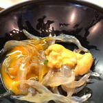 初芳鮨 - 白魚　海胆、　鶉卵の