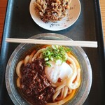 木の崎うどん - 肉味噌ぶっかけ(小・冷)と伊吹いりこ天