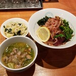 麺屋 六感堂 - ★元祖★ 名残桜つけ麺＋桜海老増し＋桜肉刺し増し＋あさりと若竹炊込みご飯