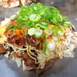 Okonomiyaki Hirano - 「お好み焼き　そばライス」（750円）+「エリンギ」（150円）