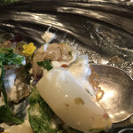 レストラン マノワ - Mene Verdure ９６８０円。ホワイトアスパラガスと平貝の冷製。サクサクしたホワイトアスパラの食感と、甘みがたまりません（╹◡╹）（╹◡╹）