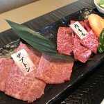 Yakiniku Meishou Yamagyuu - 特選日替り定食2,500円のお肉２種