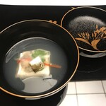 旅亭半水廬 - 煮物：蛤潮仕立て 胡麻豆腐、板蕨 木の芽 蕗