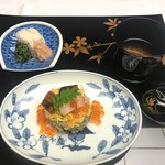 旅亭半水廬 - 御飯：春菜寿司(椎茸 海老 いくら 錦糸玉子 穴子 木の芽) / 留椀：沢煮・香の物 / 小蕪 高菜 甘生姜