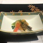 旅亭半水廬 - 強肴：ミル貝酢 アスパラ菜 蕨 土佐酢ジュレ