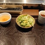 にんぎょう町　谷崎 - 先にサラダとスープが出てきます(20-04)