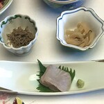 旅亭半水廬 - 鯛のお造り・ちりめんじゃこ・切干大根の煮つけ