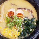 Mendokoro Houshou - ◆「乳みそラーメン」にゅーみそらーめん (半熟煮玉子)をトッピング