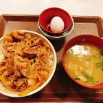 すき家 - 牛丼大盛・豚汁・生卵