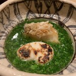 津の守坂 小柴 - 甘鯛うろこ焼き　白子　菜の花餡