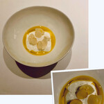 カンテサンス - sliceマカダミアと百合根
      仏ゲランド産salt  南仏プロヴァンスolive oil