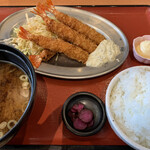 Marusa Suisan Aichi Miyoshi Ten - 海老フライ定食。ご飯大盛り