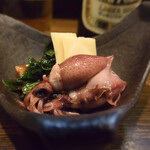 大納言本家 - ビール＆お通し（蛍いかの酢味噌和え）