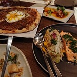 VONG KITCHEN - 1912_VONG KITCHEN-フォンキッチン-_Slow cooked tasmanian trout@250,000Rp(タスマニアサーモン)、Truffle Three Cheese egg Pizza@190,000Rp(トリュフPIZZA)