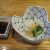 河太郎 中洲本店 - 小鉢は鯨のおばいけ(尾羽毛)。
                