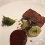 ポンテ デル ピアット - ランチコース５５００円（総額）。ビュルゴー家シャラン鴨モモ 芽キャベツ じゃがいも。鴨のコンフィ、とーっても良かったです。私史上最高です（╹◡╹）（╹◡╹）