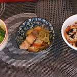 Tanikawa Shokudou - 鶏むね肉とブロッコリーカレー和え・鮭の南蛮漬け・ひじき煮
