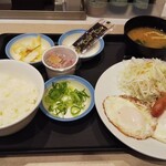 Matsuya - ソーセージエッグW定食のご飯ミニ