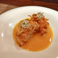 セルサルサーレ - 桜海老と新玉ねぎのかき揚げのスープドポワソン