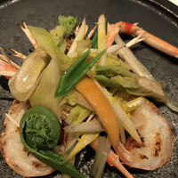 クッチーナ イタリアーナ ガッルーラ - 手長海老と山菜　たんぽぽの葉など
                    