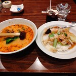 上海華龍 - 【2020.4.10(金)】本日のランチ②(海鮮と野菜のオイスターソース炒め丼＆担々麺)1,000円
