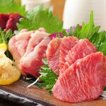 Assortment of three horse sashimi