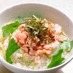 Ochazuke（boiled rice with tea）(mentaiko, plum, salmon, Seafood)