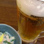 北の味紀行と地酒 北海道 - 生ビールはプレミアムモルツ。