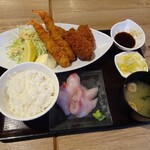 taishuuizakayagyosaiichibapurachinafisshu - エビ＆カキフライ定食