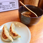 吉六家 - ランチセットの餃子とミニカレー