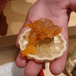 銀座 しのはら - あんぽ柿とウイスキーのゼリーのフォアグラ最中