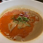 九十九里煮干つけ麺 志奈田 - 辣濃辛煮干パクチーつけ麺 つけ汁