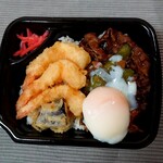ほっともっと - 牛すき海老天重（半熟卵付）