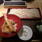 Sobamichi Nishinohanare - 海老天丼とそばのセット（そば切り）