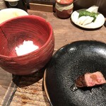 鳥茂 - 牛サーロイン ガーリックで ご飯と