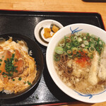 大福うどん - 日替りのミニカツ丼セットにゴボウ天3本プラス♪