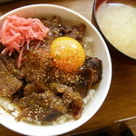 Matsuya - 「牛カルビ丼 並 弁当」をアレンジ！・・・「生玉子」「味噌汁」を自宅で追加～！