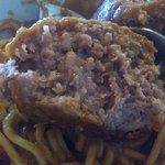 とわいらいと - 【2012年04月】ハンバーグカレースパゲッティのハンバーグの断面。