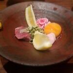 鳥茂 - 刺身3種(ハツ、コブクロ、ガツ)