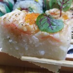 玄海鮨 - エビ押し鮨  ちょっとアップ