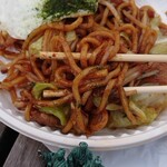 Teppanyaki Machiya - ゆであげ太めん焼ソバ700円　麺アップ