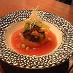 旬の隠れ家 あかり - レンコン饅頭のトマト餡かけ