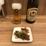麺処 ほん田 - 「瓶ビール」500円は赤星（サッポロラガー）