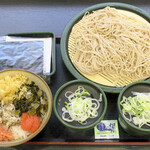 ゆで太郎 - 朝食セット（焼き鯖ごはん冷）380円、焼きのり100円、クーポン納豆