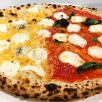 My half & half (4 types of cheese & margherita)