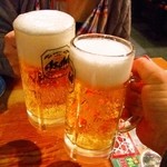 Genki shichirin yakiniku gyuushige - 生ビールで乾杯！