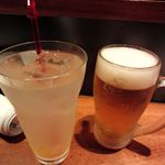 ゑびす屋 - 生ビールとゆず茶（400円）