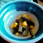 お食事処 天望 - 野沢菜とコーン炒めた物