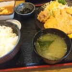 大漁 - おろしとんかつと白身魚もフライ定食